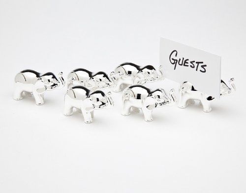 Set Of 6 Silverplated Elephant Placecard Holders