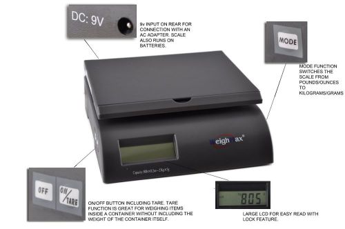 Weighmax capacity postal shipping scale, battery &amp; ac adapter ebay~free shipping for sale