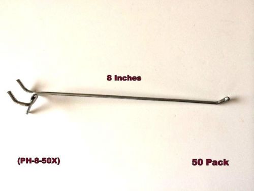 (50 PACK) American Made 8 Inch Metal Hooks. For 1/8 &amp; 1/4&#034; Pegboard or Slatwall