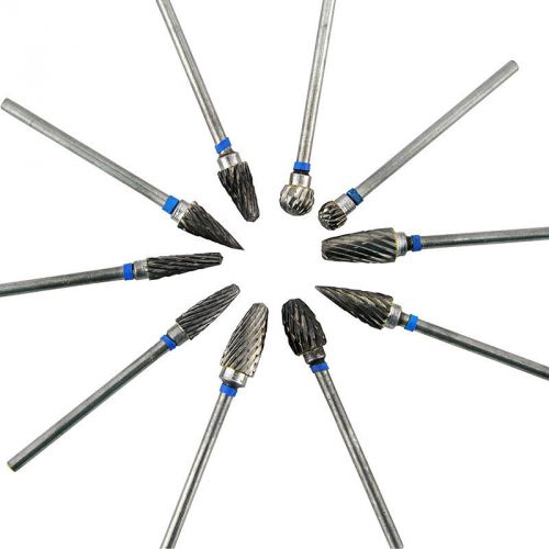 10x Tungsten Steel Dental Burs Lab Burrs Tooth Drill For handpiece Polisher