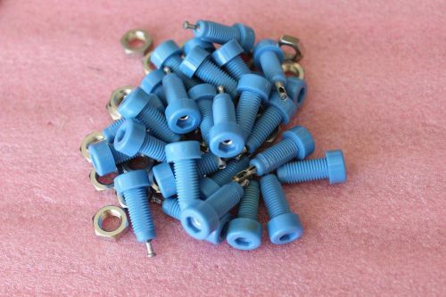 27 blue 2mm female jacks with nuts, 1/4&#034;  panel mount