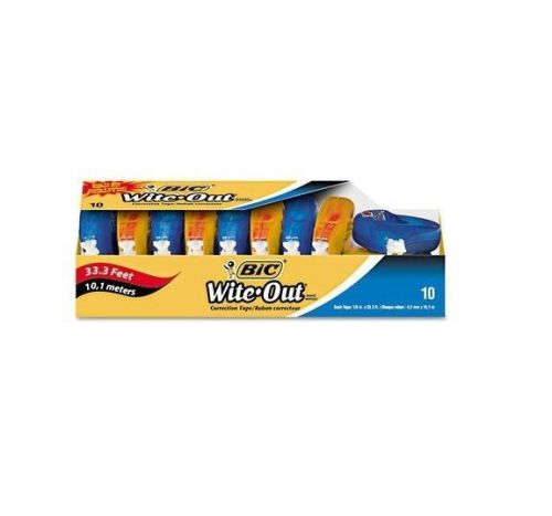 BIC Wite Out Correct Correction Tape 10 Pack White WOTAP10 - Brand New Item