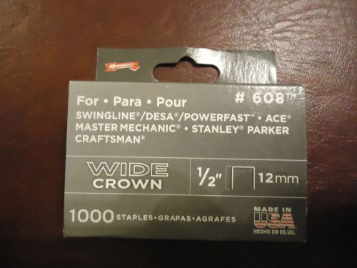 1 Pack of ARROW  Stanley Swingline Craftsman 1/2&#034; 12mm Staples #608 Wide Crown