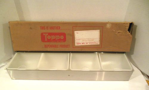 Toppo 704 Condiment Caddy Dispenser 4 Compartment Stainless Steel NOS