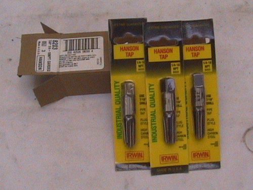 3 new pipe tap 1/4-18 npt irwin / hanson u.s.a. made life time guarantee for sale