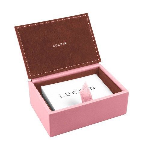 LUCRIN - Leather box for Business Cards - Smooth Cow Leather, Pink