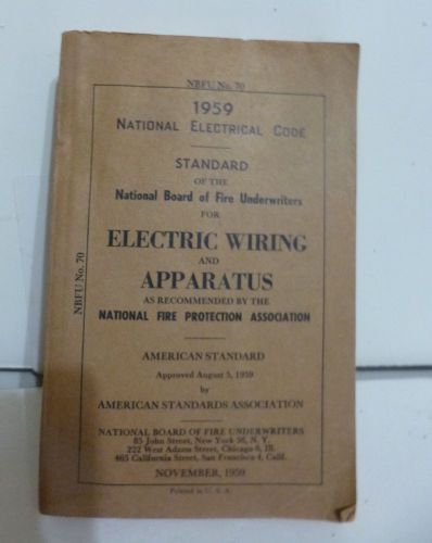 1959 National Electrical Code No. 70 NBFU