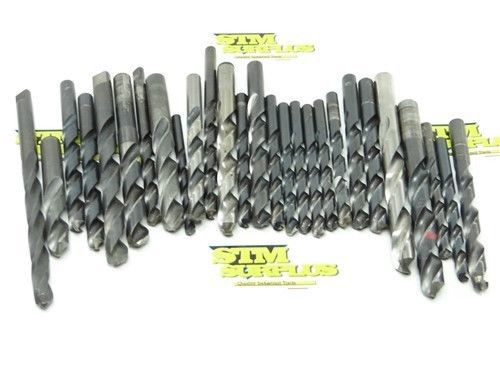 ASSORTED LOT OF HSS ASSORTED SHANK TWIST DRILLS F TO 9/16&#034; CLEVELAND USA