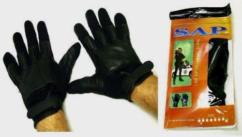 Real leather weighted sap gloves steel shot law enforcement black size l for sale