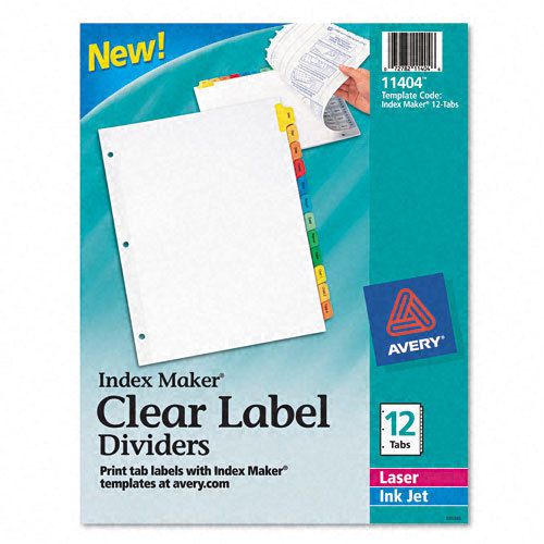 Avery  Index Maker Dividers, Multicolor 12-Tab, Letter, ST - AVE11404