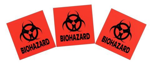 3-pack Bright Orange &#034;Biohazard&#034; 4-inch Vinyl DOT Decals / Stickers - 22-06-01