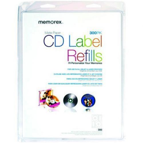 Memorex CD White Matte Labels 300 pack, Laser &amp; Inkjet Compatible 32020403