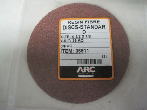 ARC Abrasives 4-1/2&#034; Resin Fibre Standard Disc 36 Grit 36911 Lot of 3 NNB
