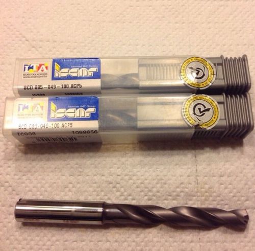 ISCAR  SCD 085-049-100 ACP5 SOLID CARBIDE COOLANT  DRILL LOT OF 3