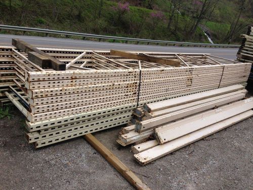 Large Lot of Pallet Racking 18&#039; H 11&#039; W 4&#039; D Republic and Teardrop Style Used