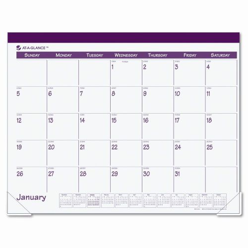 Fashion Color Monthly Desk Pad Calendar, 22 x 17, Rose, 2013