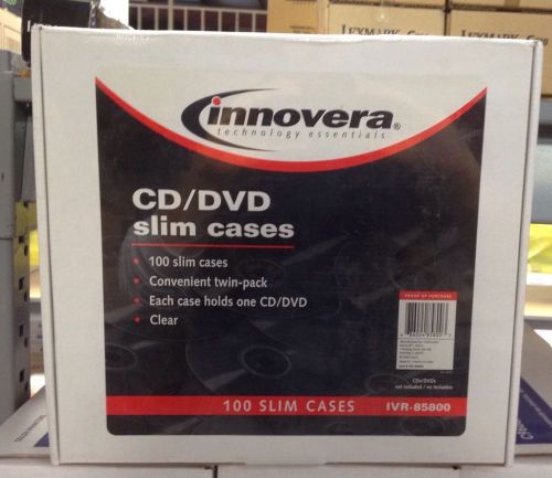 Innovera CD/DVD Polystyrene Thin Line Storage Case, Clear, 100/Pack (IVR85800)