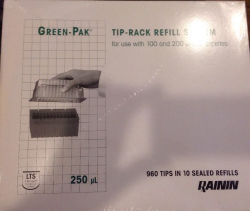 Rainin Green-Pak 250ul Presterilized, Tip-Rack Refill, 960 Tips GP-L250S