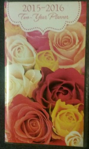 2 Year Roses Flowers Pocket Purse Planner Calender 2015-2016 Protective Plastic