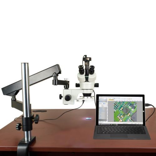 7-45X Stereo Microscope+Articulating Arm Stand+54 LED Ring Light+9.0M USB Camera