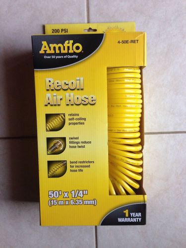 AMFLO NYLON RECOIL AIR HOSE 200 PSI 4-50E-RET 50&#039; x 1/4&#034; NEW