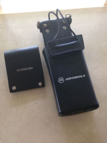 Leather Case &amp; Radio D Stud Belt Swivel Slide Case Holster Holder Motorola