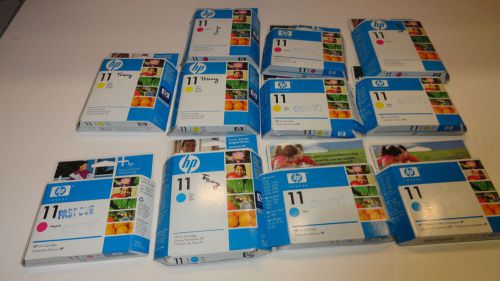 Lot of 11 GENUINE HP 11 EXPIRED Ink Lot Yellow, Cyan, Magenta