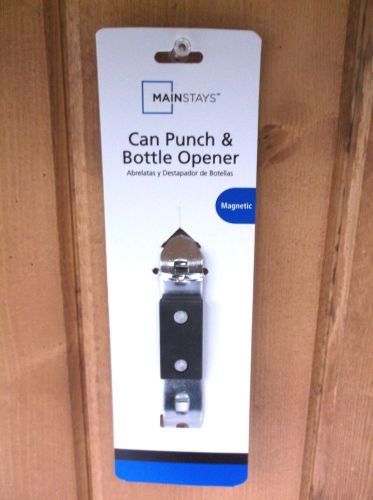 Can &amp; Bottle Opener with Magnetic Can Punch ~ New