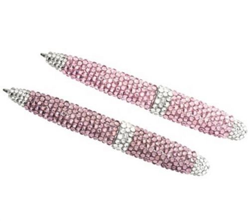 Set of 2 Shimmering Gem Pens by Lori Greiner COLOR PINK &amp; PURPLE