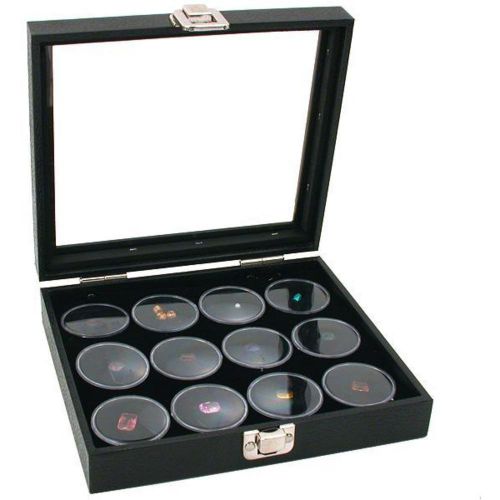 Glass top jewelry display case 12 gem jar insert for sale