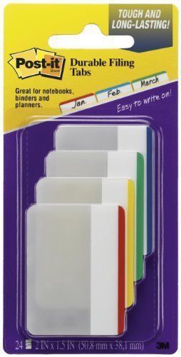 3m Post-it Durable Flat File Tab - 24 / Pack Assorted 686f-1 -686f1-