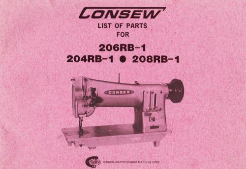 CONSEW 204RB-1, 206RB-1 AND 208RB-1 PARTS MANUAL  IN ACROBAT PDF FORMAT