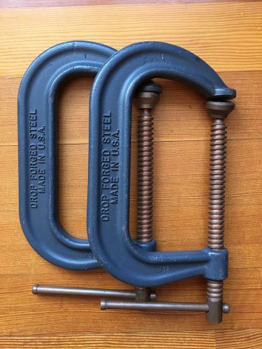 Pair of wilton 406-p spark-duty c-clamps with copper plated spindles. nos! for sale