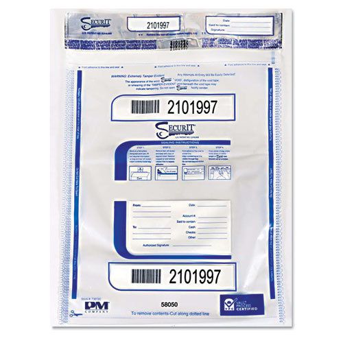 Triple protection tamper-evident deposit bags, 15 x 20, clear, 50/pack for sale