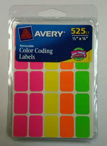 Avery Removable Color Coding 525 Labels, 1/2 x 3/4 in., Assorted Neon, pack of 2