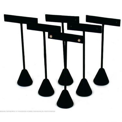 6 Black Velvet Earring T Stand Displays 5 3/4&#034;