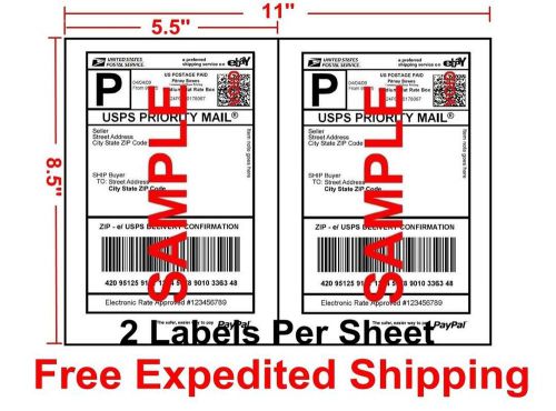 1600 Half Sheet Labels 8.5&#034; x 5.5&#034; Shipping Labels USPS UPS FedEx eBay