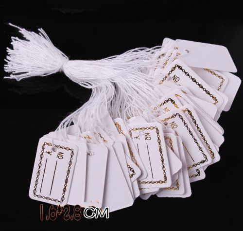 300 Pcs Labels Jewelry Strung Pricing Price Tags with String Silver