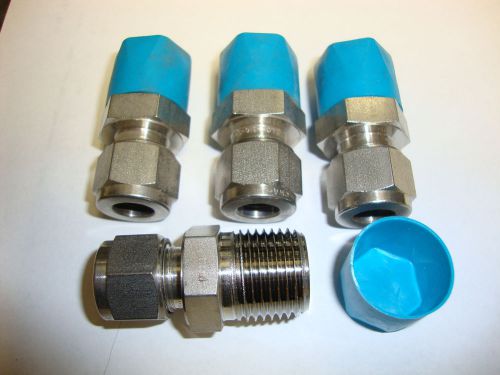 (4) new swagelok ss-10m0-1-8rt 10mm tube o.d. x 1/2&#034; male iso tapered fittings for sale