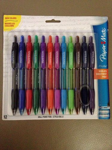 Paper Mate Ball Point Pens Pack Of 12 Multicolor B 1.4mm Soft Grip