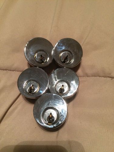 Lot of 5 1&#034; mortise cylinders schlage c keyway ka bright chrome finish for sale