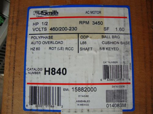 NEW A. O. SMITH H840  1/2HP 3450RPM 460/200-230V AC MOTOR