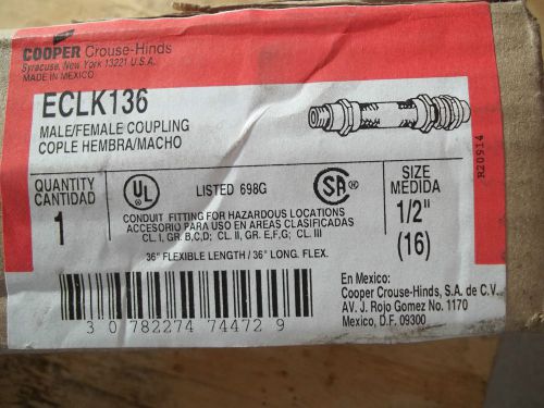 New in box cooper eclk136 1/2&#034; dia. x 36&#034; length expl. proof brass conduit coup. for sale