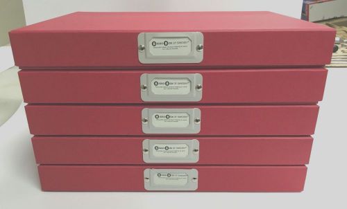 5x BIGSO SVEN Document Box 13 x 9 x 1.5&#034; Red with label window &amp; lid
