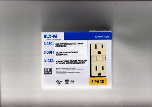 EATON (COOPER WIRING DEVICES) SGF15A-3-L GFCI OUTLET 3 PACK GROUND FAULT ALMOND