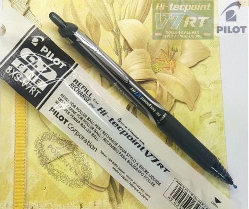 10 pens 10 refills Pilot Hi-tecpoint V7 RT pen &amp; BXS-V7RT refill BLACK ink