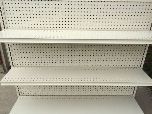 Large LOT Lozier GONDOLA Shelving 4&#039; wide - 72&#034; wall &amp; 54&#034; double sided sections