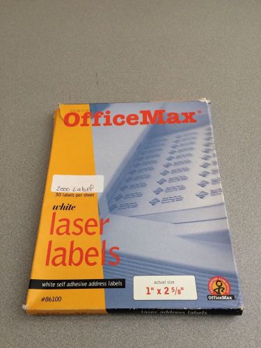 Officemax Labels Laser 2 5/8&#034; x 1&#034;, White, 30 Per Sheet, 2000 Label