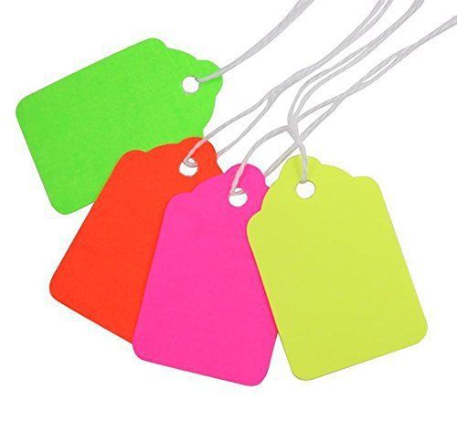 #5 Fluorescent Colors Merchandise Tags with Knotted Strings 1-3/4x1-1/8 MD5000FX
