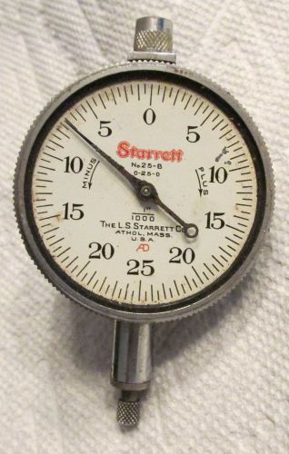 The l.s. starrett co dial indicator gauge no. 25-b 0-25-0 1&#034;/1000 no glass parts for sale